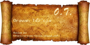 Oravan Tácia névjegykártya